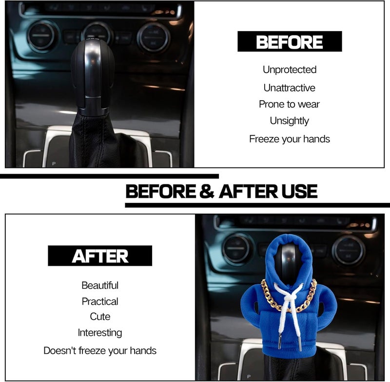 PLALEI Gear Shift Hoodie, Funny Car Gear Shift Cover, Cute Car Shift Knob Hoodie, Automotive Interior Accessories, Universal Fit Knob Cover Gift (Blue) - Image 4